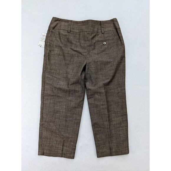 AB Studio Women's Cropped Dress Pants Size 10 Brown Flat Front NEW - Picture 14 of 15